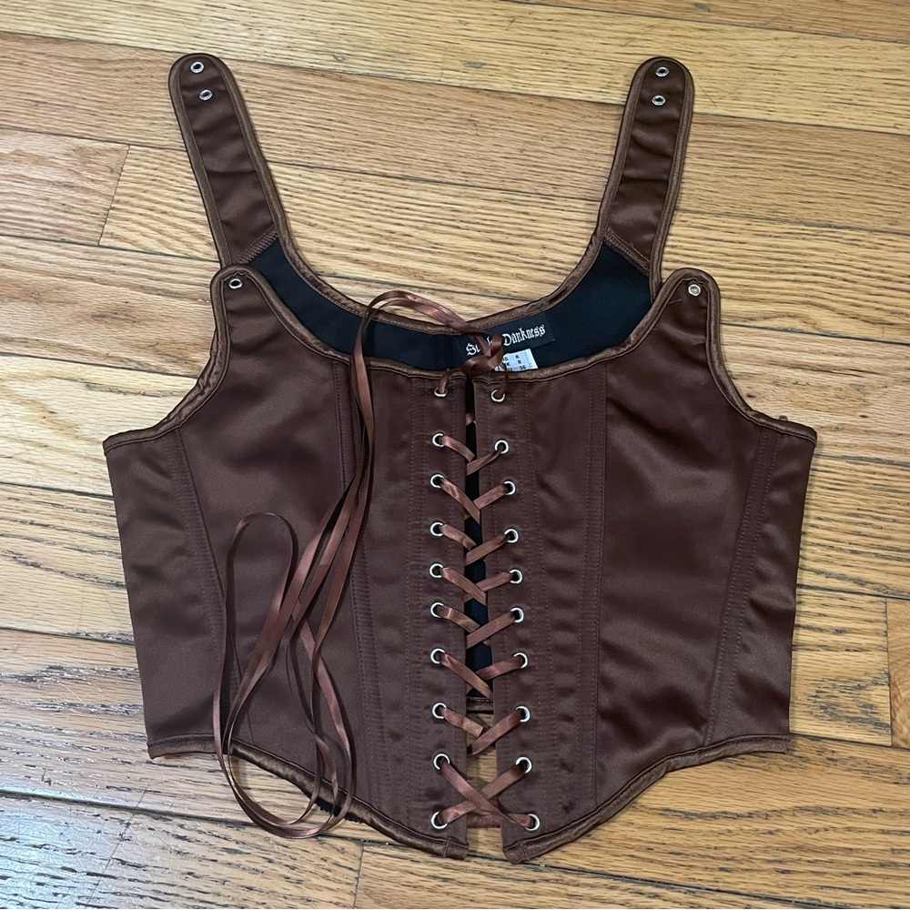 Brown Suede Lace-Up Vest